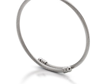Handcrafted Braided Both Silver & Gold Plated Stainless Steel Bangle, Unisex Cuff Bracelet, Adjustable Gift