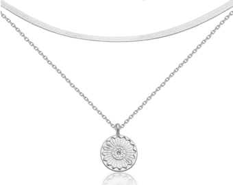 Lotus Silver color Pendant | Chocker Necklace