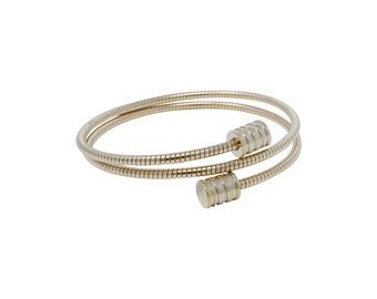 Woven double cuff bracelet rose gold plated in stainless steel