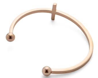 Cross Bracelet for men and women | Gold plated on waterproof 316L Stainless Steel cuff |