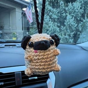 Pug Car Crochet Car Charm “Mojo”