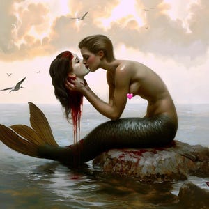 I Love You To Death (Taylor’s Version) 11x14 16x20 art print, mermaid, siren fine art, digital oil painting, queer gay Lesbian art, mythical