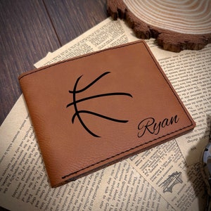 Cartera de cuero con motivo de baloncesto