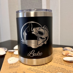 Fishing Genuine Stainless Steel Tumbler | Fishing 10oz Genuine Stainless Steel Tumbler | Magnetic Lid Stainless Steel Tumbler