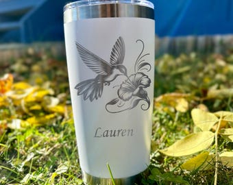 Cute Hummingbird 20oz Engraved Tumbler – Design #41