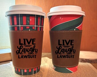 Lawyer Cup Sleeve #28 | Law Career Engraved Gift Cup Cover | Legal Coffee Cup Protector | Custom Cup Cover Made for Lawyers