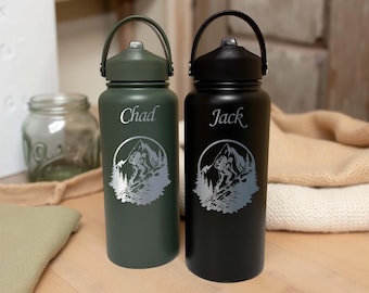40oz Double Wall Flip Top Water Bottle With Straw, Hiker Woman,  Personalized Engraving Included - Etsy