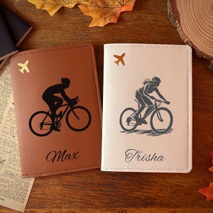 Cyclist Passport Cover | Bike Lovers Passport Holder | Bicycle Personalized Elegant Passport Cover | Elegant Custom Cyclist Gift