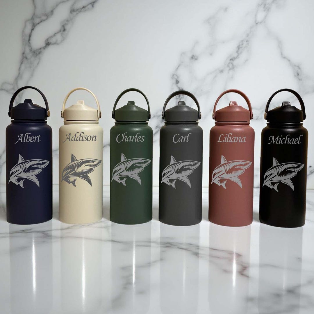 Shark 32oz Water Bottle – Stainless Steel, Shark Design #2 - Etsy