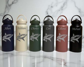 Shark 32oz-waterfles – roestvrij staal, Shark-ontwerp #2