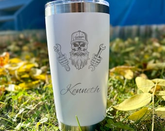Mechanic 20oz gegraveerde beker – ontwerp #26