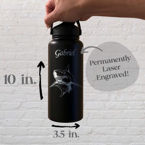 Shark 32oz Water Bottle – Stainless Steel, Shark Design #1