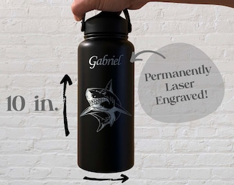 Shark 32oz-waterfles – roestvrij staal, Shark-ontwerp #1