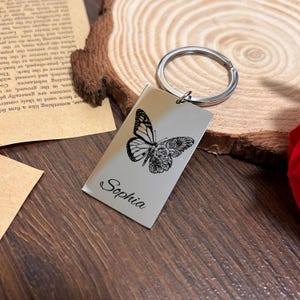 Floral Butterfly Keychain Stainless Steel – Design #68