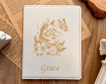 Funda para pasaporte con diseño de gato dorado de la realeza: diseño n.° 45