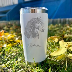 Horse Lover 20oz Engraved Tumbler – Stainless Steel, Horse Design #5