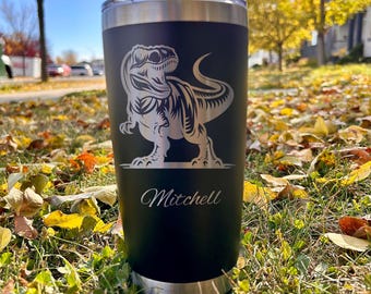 Vaso grabado T-Rex de 20 oz – Acero inoxidable, diseño n.° 112