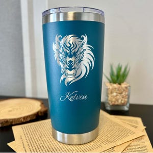 Dragon 20oz Engraved Tumbler – Stainless Steel, Dragon Design #2