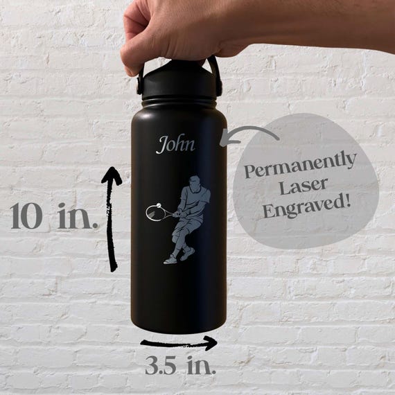 Tennis 32oz Water Bottle – Stainless Steel, Tennis Design #2