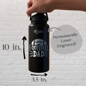 Football Dad 32oz Water Bottle – Stainless Steel, Design #72