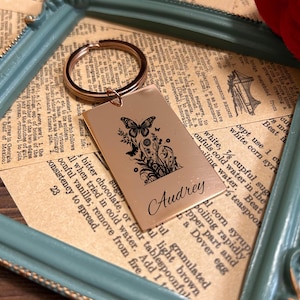Butterfly Blossom Keychain Stainless Steel – Design #67