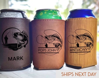 Fishing Drink Holder | Fishing Engraved Customized Gift Can Holder | Fish Beer Cooler | Custom Drink Holder for Fishing Lovers