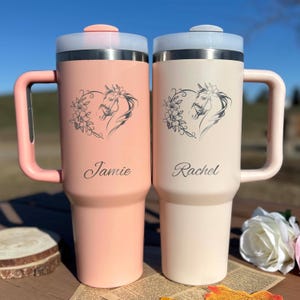 Horse Love 40oz Engraved Tumbler – Stainless Steel, Design #65