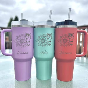 Horse Lover 40oz Engraved Tumbler – Stainless Steel, Design #57
