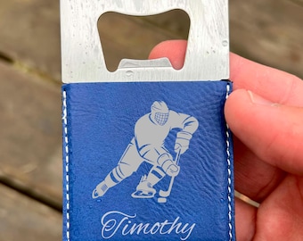 Hockey Flaschenöffner - Edelstahl, Design #16