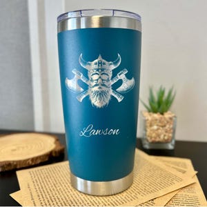 Viking 20oz Engraved Tumbler – Stainless Steel, Design #110