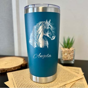 Horse Lover 20oz Engraved Tumbler – Stainless Steel, Horse Design #5