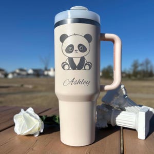 Panda Lover 40oz Engraved Tumbler – Stainless Steel, Panda Design #1