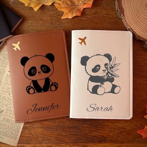 Panda Passport Cover | Panda Lovers Passport Holder | Cute Panda Personalized Elegant Passport Cover | Elegant Engraved Panda Gift