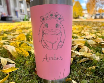 Cute Bunny 20oz Engraved Tumbler – Design #36