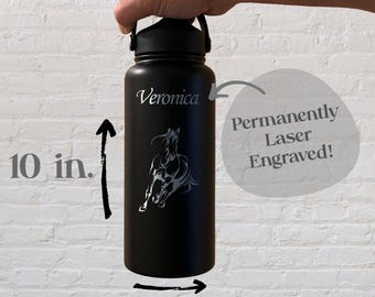 Wilde Pferde 32oz Wasserflasche - Edelstahl, Pferdedesign #3