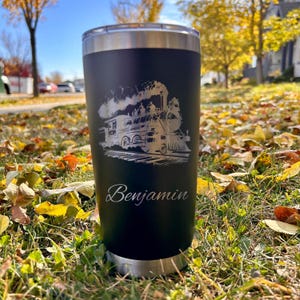 Steam Engine Train 20oz Engraved Tumbler – Design #27