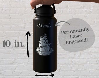 Piratenschiff 32oz Wasserflasche - Edelstahl, Design #97