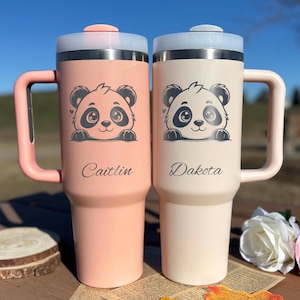 Baby Panda 40oz Engraved Tumbler – Stainless Steel, Design #51