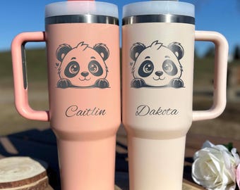 Baby Panda 40oz Engraved Tumbler – Stainless Steel, Design #51