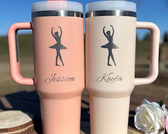 Vaso grabado de bailarina de ballet de 40 oz - Acero inoxidable, diseño de ballet n.° 1