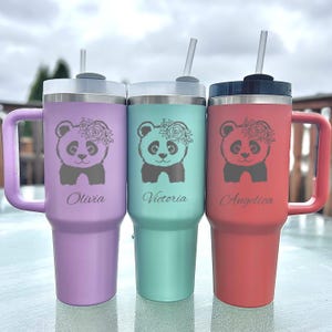 Baby Panda 40oz Engraved Tumbler – Stainless Steel, Design #66