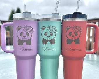 Baby Panda 40oz Engraved Tumbler – Stainless Steel, Design #66
