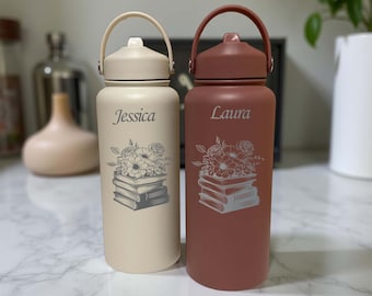 Book Lover 32oz Wasserflasche - Edelstahl, Design #31