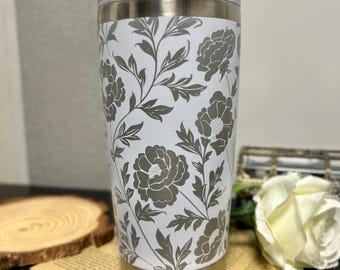 Gebloemde beker van 20 oz, volledig gegraveerd