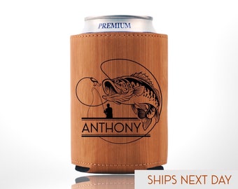 Fishing Drink Holder | Fishing Engraved Customized Gift Can Holder | Fish Beer Cooler | Custom Drink Holder for Fishing Lovers