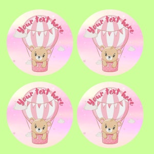 Girl Baby Shower Teddy Bear Balloon Edible Image toppers