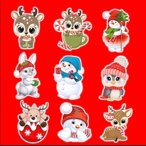 Merry Christmas Outline Cutout Edible Image Toppers. Pre-cut Contour Edible Images