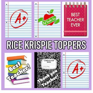 Best Teacher Thank you Teacher Edible Image Toppers for Rice Krispies. Pre-cut Edible Stickers.