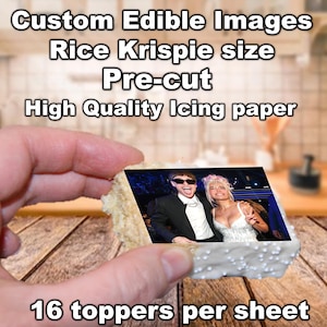 Custom Edible Image Toppers for Rice Krispies. Pre-cut Edible Stickers.