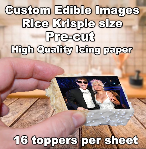 Custom Edible Image Toppers for Rice Krispies. Pre-cut Edible Stickers.